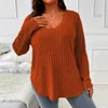 Women's Blouses Women Loose Fit Top Cozy Plus Size Knitted Tops For Irregular Hem V-neck Pullovers With Soft Warmth Style Fall Winter