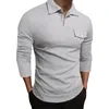 T-shirts pour hommes Mode Casual Manches courtes Revers Chemise de couleur unie Tops Henley