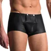 Mutande Plus Size Con apertura sul cavallo Boxer Uomini sexy Ecopelle Stage U Custodia convessa Abbigliamento gay Intimo uomo Sospensorio Fetish Lingerie erotica