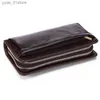 Money Clips Lachiour Men Genuine Leather Clutch Bag Wallet Male Long Double Zipper wallet Coin Mens Phone Bag for Card Holder Case L240306