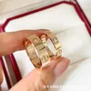 Klassieke Cartres Ring LOVE 925 sterling verzilverd 18K goud Schroefpatroon Ingelaste brede en smalle enkele diamant Drie safa