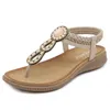 Sandales bohème femmes pantoufles compensées gladiateur sandale femmes élastique chaussures de plage chaîne perle Color13 GAI