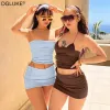 Suits Zomer Tweedelige set voor vrouwen Tube Top en minirok Sets Sexy Hot Nachtcluboutfits Vakantie Nieuw in bijpassende sets