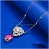 Ожерелья с подвесками Charm Flower Lab Diamond Chocker Ожерелье 100% Настоящее Стерлингового Серебра 925 Свадебные Подвески Ожерелья Для Женщин Обещание J Dh5I9