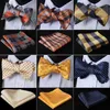 Check Classic 100%Silk Jacquard Woven Men Butterfly Self Bow Tie BowTie Pocket Square Handkerchief Suit Set #RC312490