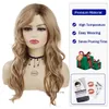 Perucas de cabelo sintético feminino peruca longo encaracolado com franja natural fofo estilo doce senhoras meninas diário cosplay festa uso 240306