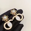 Stud CHANNEL Letter Earrings Studs Women Simple Designer Rhinestone Ear Jewelry Lucky Gold White K Color 925 240306