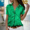 Shirt 2023 sexy vneck blouses abstract printen korte mouw zomer dames vintage elegante tops alledaagse straattrend shirt xs8xl