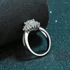 Klusterringar Loriele Moissanite Ring Sunflower Double Diamond Sterling Silver Wedding Band Promise Engagement Anniversary Gif