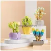 Sorting Nesting Stacking Toys Succent Creative Blocks Bonsai Building Plant Flower Bricks Kit Gift Toy Boys And Girls Assemble Or Ot10H