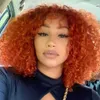 Hair Wigs Orange Short Curly Bob Human Hair Wigs With Bangs Glueless Full Machine Made Wigs Orange Colored Wigs For Women Remy Hair Wig 240306