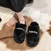 Slippers Shoes Women Cover Toe Flat Platform Slides Med Flock Flip Flops Pantofle Soft Plush 2024 Basic Rubber With