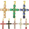 Charms Juya Handmade 18K Real Gold Plated Cubic Zirconia Christian Cross For DIY Rosary Religious Pendant Jewelry Making