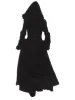 中世のヴィンテージスチームパンクフロアの長さフード付きコート女性冬の温かい毛皮トリムマキシ魔女パーティーコスチュームアウトウェアレトロ