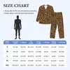 Herren-Nachtwäsche, klassisches Leoparden-Pyjama-Set, trendiger Tierdruck, hübsch, Unisex, lange Ärmel, Retro-Zimmer, 2-teilig, Nachtwäsche, Übergröße