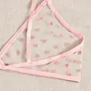 Mutandine da donna Tentazione Amore Polka Dots Set di biancheria da donna Reggiseno in prospettiva a rete Biancheria intima sottile a tre punti Vestito di lingerie sexy