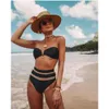 2019 Split Swimsuit V-ringningsnät Stitching sexig hög midja bikini bikini9188