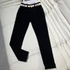 Pantalon de marque noir pour femmes, pantalon serré en sangle avec lettres, pantalon crayon de luxe de styliste