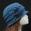 Vintage kvinnor ullkapslar cloche klaffhatt mode lady hink vinter blomma mössa klassisk blomma design hattar311k
