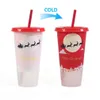 Mugs 24Oz/710Ml Christmas Halloween Color-Changing Cups Cold-Changing Drink Tumbler With St Fruit Tea Pp Temperature-Sensitive Plast Dhsyg