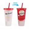 Canecas 24oz / 710ml Natal Halloween Color-Changing Cups Cold-Changing Drink Tumbler com St Fruit Tea Pp Temperatura-Sensitive Plast Dhsyg