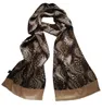 Мужской длинный шарф, шейный платок 100, шелковый, коричневый, с двойным узором пейсли, 170x27 см