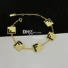 Guldlänkkedjor armband för kvinnor trendiga smyckesdesigner brev pläterade armband med presentförpackning födelsedagspresent