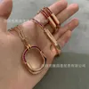 Original brand TFFs New Lock Bracelet Womens 18k Rose Gold U-shaped Set with Diamond Pink Red ROSE Same With logo VS4I