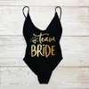 Damskie stroje kąpielowe S-3xl One Piece Swimsuit Bride Team Drużyna Kąpiec Kąpiec Seksowne wyściełane bikini plaż