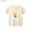 T-shirts T shirts Summer Cotton T 2 Kid Baby Girls Clothes Short Sleeve Infant Cartoon Flower Print Tee Childrens Tshirt 240306
