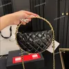 Portable Women Designer Round Cake Evening Bag Shiny Patent Leather 20x13cm Gold Hardware Matelasse Chain Vintage Clutch Coin Purse Shoulder Cross Body Handbag