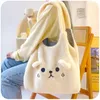 Sacos de noite Soft Plush Tote Mulheres Desenhos Animados Bordado Cordeiro Como Tecido Ombro para 2024 Shopper Cute School