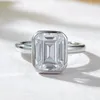 Asscher cut Moissanite Diamond Ring 100% Real 925 Sterling Silver Party Wedding Band Rings for Women Promise Jewelry