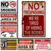 Metal Painting 2024 No Trespassing Public Warning Sign Iron Sheet Painting Background Wall Unframed Decorative Hanging Picture T240306