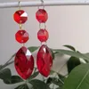 Lustre de cristal camal 2 peças vermelho 38mm pingentes de prismas em formato de olho de cavalo com contas octagonais de 14mm suncatcher guirlandas peças de iluminação