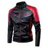 Herren Winter Pu Jacke Motorrad Wasserdicht Kühle Kontrast Farben Klassische Biker Leder Jacke Motor Herbst Mantel 240305