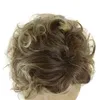 Perucas de cabelo sintético raiz escura ombre marrom loira curto encaracolado homem peruca com franja penteado natural para festa diária cosplay 240306