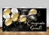 Bakgrundsmaterial Grattis Grad tema Party Selfie Backdrop Graduation Class of 2021 Banner Glitter Rose Gold Balloons Pographi1504139