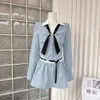 Spring Shirt Women's French Top Design Sense Small Shirt Blue Shirt Light Luxury Shirt Set