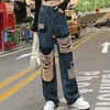 Kvinnors jeans kvinnor vintage flicka mode harajuku baggy byxor rippade hål denim byxor femme sommar streetwear brett ben