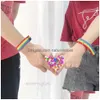 Outras pulseiras Nepal Rainbow Lésbicas Gays Biuals Transgêneros Pulseiras para Mulheres Meninas Orgulho Tecido Trançado Bangle Homens Casal Amigo Dhgjr
