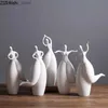 Objetos decorativos Estatuetas Cerâmica dançando estátua de menina branco abstrato Ballet movimento dança Mulher gorda Enfeites de artesanato de cerâmica Decoração de casaL240306