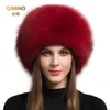 Dames 100% réel fourrure de renard chapeau femmes hiver chaud luxe Ski tête oreille plus chaud cache-oreilles moelleux en peau de mouton chaud neige casquette 201019263c