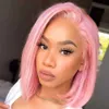 Hair Wigs Pink Lace Front Human Glueless Wig Short Bob Orange Ginge for Women Blonde 240306