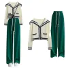 Suits Sailor Collar Two Piece Set For Women Sticked Cardigan + Pant Set Long Sleeve Korean Outfit Tracksuit 2023 New Knit Autumn Suit