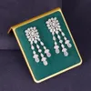 Trendy podwójny rzędu Pearl Tassel Naszyjnik 4PCS dla kobiet przyjęcie weselne Pełne cyrkon Dubai Bridal Jewelry Gift Dift 240228