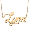 Lynn namn halsband hänge anpassad personlig för kvinnor flickor barn bästa vänner mödrar gåvor 18k guldpläterad rostfritt stål