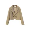 Lucyever femmes recadrée Blazer manteau Vintage à manches longues col cranté femme vêtements d'extérieur mode coréenne Double boutonnage veste de costume 240228