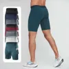 Lu Align Men Outfit Yoga Pantalones cortos de secado rápido Entrenamiento elástico 5/4 Compresión Apretada Correr Entrenamiento Deportes Fitness Pantalones Jogger Gry Lu-08 2024