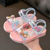 Sandalet Yaz Küçük Kızlar Sandalet 2024 Yeni Çiçek Basit Sevimli Pembe Mor Çocuklar Sandalet Toddler Bebek Yumuşak Okul Çocuk Ayakkabı